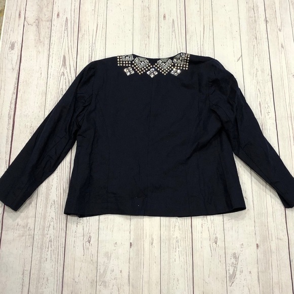 Chicos Open-Front Jacket Jeweled Linen Blazer - Picture 7 of 8